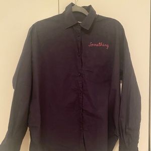 Navy blue button down